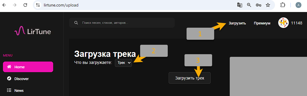 Иллюстрация для вопроса: Добавить новый трек/стих